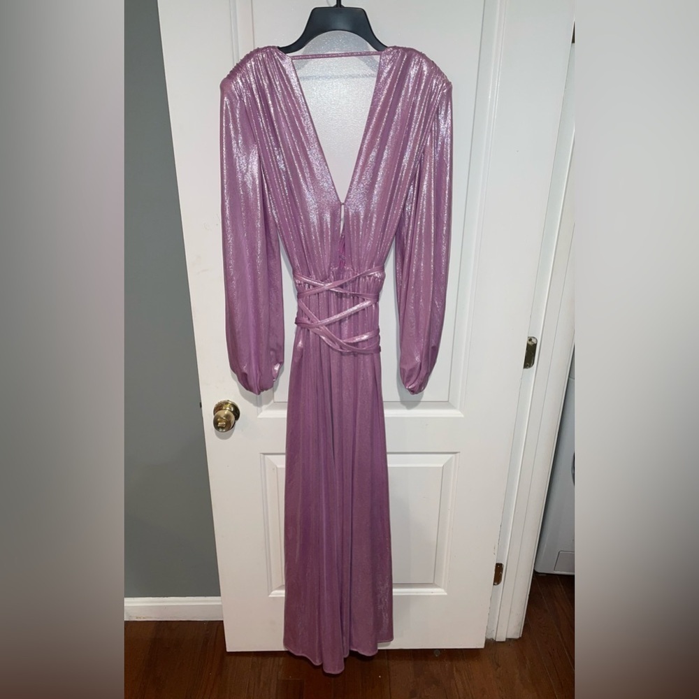 New! Bronx and Banco Zoe Lilac Metallic Maxi Gown💜 Purple/Pink 💜 Medium - Picture 11 of 16